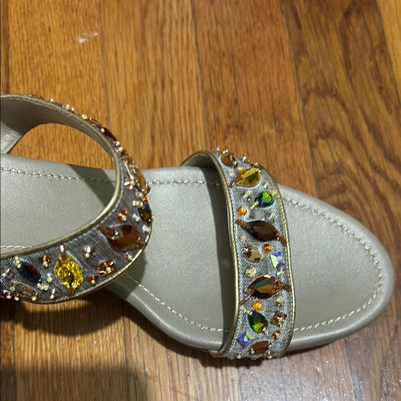 Rene Caovilla Multicolor Embellished Wedges Luxury fashionable shoes - Picture 1 of 4